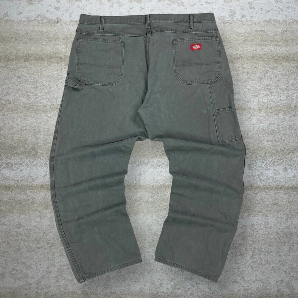 Vintage 90s Dickies Carpenter Pants 40x30 Baggy Wide Leg Fit Olive Green Canvas
